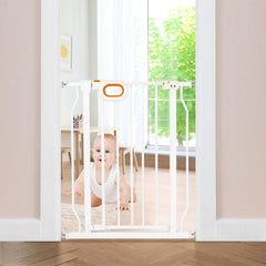 Owlie small narrow baby gate, stairs front view, ideal for safe stair entry.
