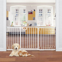 Owlie stair gate in closed view demonstrates sturdy build for safe stair access.