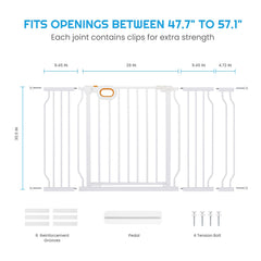Owlie safety gate extensions included for flexible width setup.