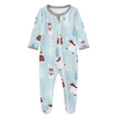Owlivia organic cotton baby pajamas with zip-front footed sleeper for easy changes.