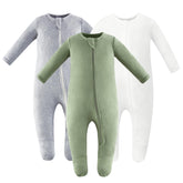 Owlivia zip-front olive long-sleeve baby pajamas for cozy nights