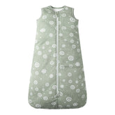 Owlivia baby sleep sack in green dandelion offers soft organic cotton for cozy nights.