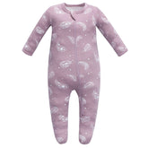 Owlivia organic cotton baby pajamas from the front view, soft to touch.