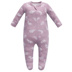 Owlivia organic cotton baby pajamas from the front view, soft to touch.