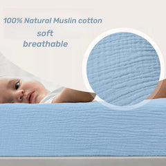 Owlowla muslin changing pad cover in olive for breathable, comfortable daily use.