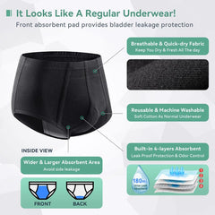 PADRAM men's incontinence underwear back view shows secure fit under clothing.