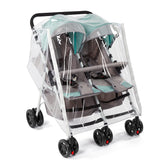 PAHTTO double stroller rain cover front view protecting twins with clear visibility