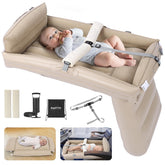 PAHTTO Kids Airplane Bed inflated in flight, expanding sleeping space for comfort.