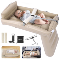 PAHTTO Kids Airplane Bed inflated in flight, expanding sleeping space for comfort.