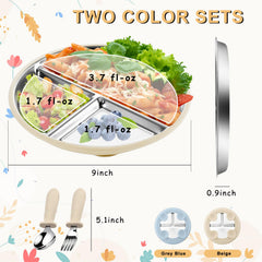 Beige and grey blue PAikiUU plates offer kid-friendly color options for meals.