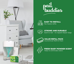 Pail Buddies capacity 3600 diapers refills save money and trips to store