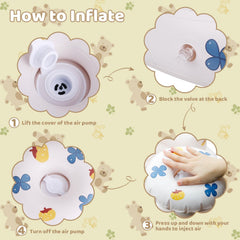 Pakoo baby seat is usable on floor, bed, or outdoor surfaces for versatile supervision.