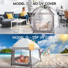 Palopalo Pop Up Playpen with mesh walls delivers 360° visibility and airflow.