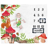 PAMBO Mushroom Theme Blanket with woodland squirrels for adorable milestone photos
