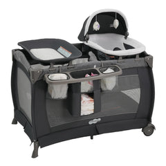 Pamo Babe Playard grey overview showing a portable play space