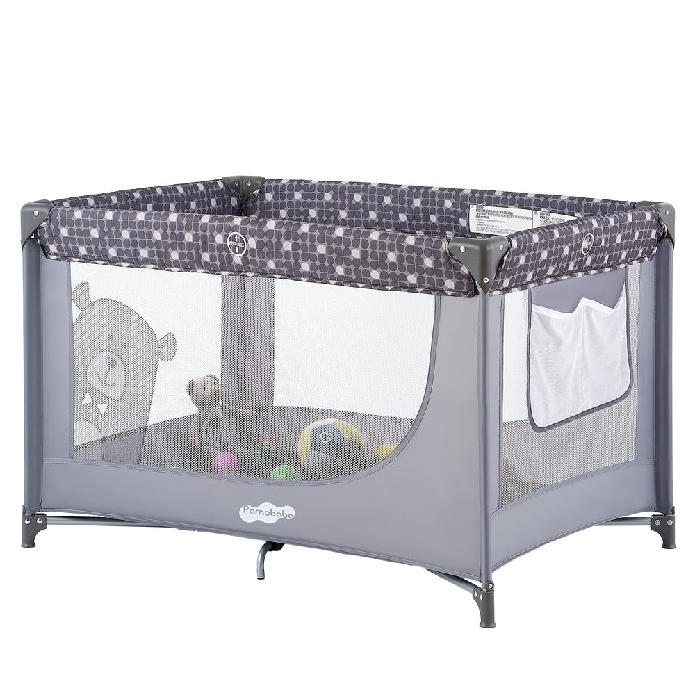 Pamo Babe portable crib playpen: easy assembly for quick setup and travel readiness.