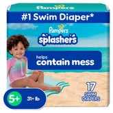 Pampers Splashers swim diaper with 360-degree stretchy waistband for a comfortable, flexible fit.