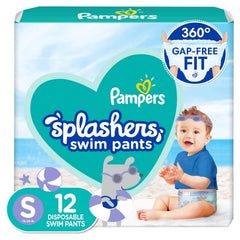 Pampers Splashers Swim Diaper Small front view shows snug fit for water activities.