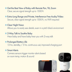 Panasonic KX-HN4001W remote pan-tilt-zoom for flexible baby viewing.