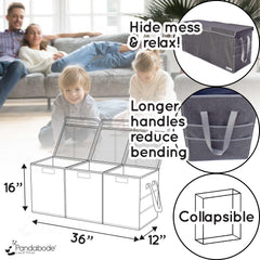 Pandabode xl toy box sturdy stitching emphasizes durability against daily playroom use.
