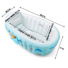 PandaEar baby bath time setup showing quick inflation and accessible design for busy parents.