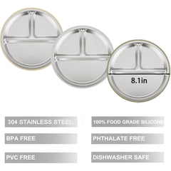 PandaEar divided suction plate on highchair tray illustrating mess-free meals.