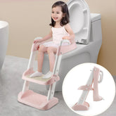 PandaEar toilet potty seat with step stool in pink offers comfortable training support.