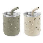 PandaEar 2-pack cups with spill-proof lids for mess-free on-the-go drinking.