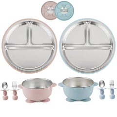 PandaEar 8PCS suction plates shown on a tray for mess-free meals.