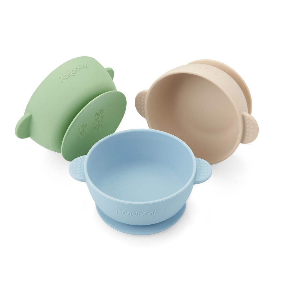 PandaEar baby bowls suction base on flat table for mess-free meals