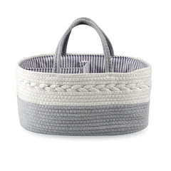 Pandarear baby diaper caddy close-up shows soft cotton and premium safety for baby items.