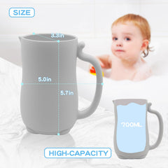 PandaEar bath rinse cup with handle ready for bathtime rinsing and control