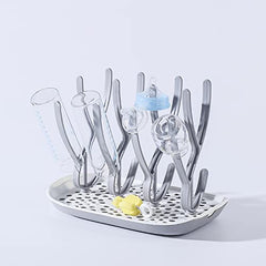 PandaEar countertop drying rack in use keeps nursery items organized