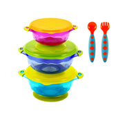 PandaEar Stay Put bowls in three sizes prevent spills during toddler meals.
