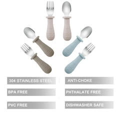 PandaEar toddler utensils forks with soft silicone handles for confident grip.
