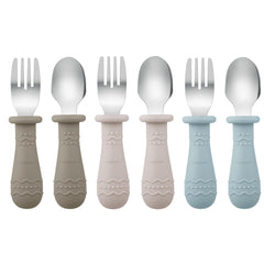 PandaEar toddler utensils spoons with rounded edges for safe self-feeding.