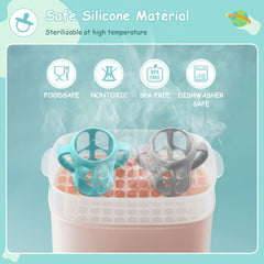 Dishwasher-safe silicone sleeve with no seams for simple cleaning.