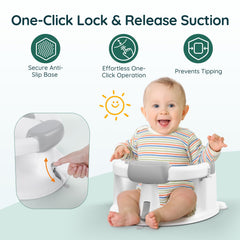 PANUSU 360-wraparound frame supports upright positioning during bath time.