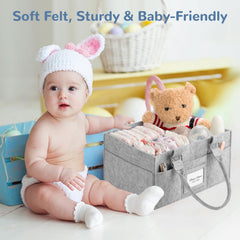 PaoveFor nursery storage bin helps tidy toys, wipes, and clothes in one place.