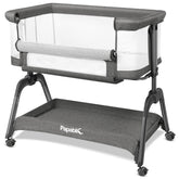 Papablic baby bassinet side view with breathable mesh for safe nighttime visibility.