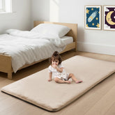 PaPaMat 1-3 inch thick beige baby bedside floor mat, cushioned for comfy play.