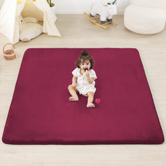 PaPaMat 1.3 inch thick burgundy play mat with cushioned support for tummy time