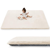 PaPaMat 1.5-inch thick beige play mat provides cushioned tummy time.