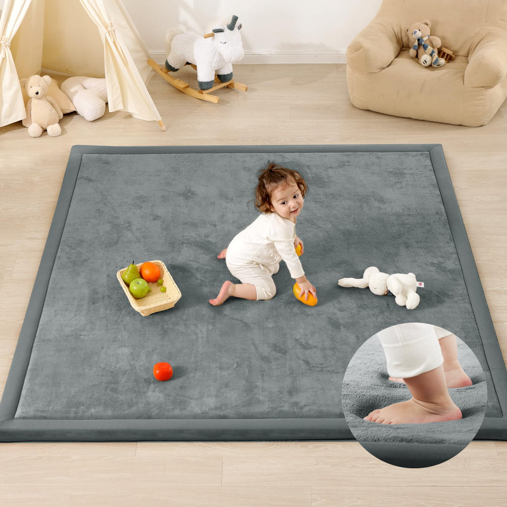 PaPaMat 1.3-inch thick play mat showing soft cushioning for crawling and tummy time.