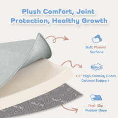 PaPaMat cloud-soft flannel surface offers gentle, cozy floor comfort.