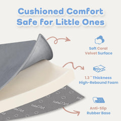 Velvet surface is easy to wipe clean for busy households