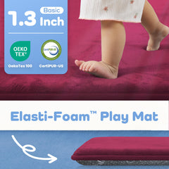 PaPaMat non-slip backing keeps the burgundy mat steady on wood floors