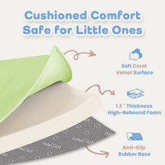 PaPaMat soft velvet surface provides gentle cushioning during crawling and play
