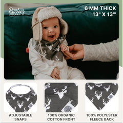 Parker Baby Co. nickel-free snaps adjust 3–36 months for secure, scratch-free wear.