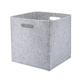 Parker Baby Co. 11-inch gray felt cube on shelf; ideal for toy organization.